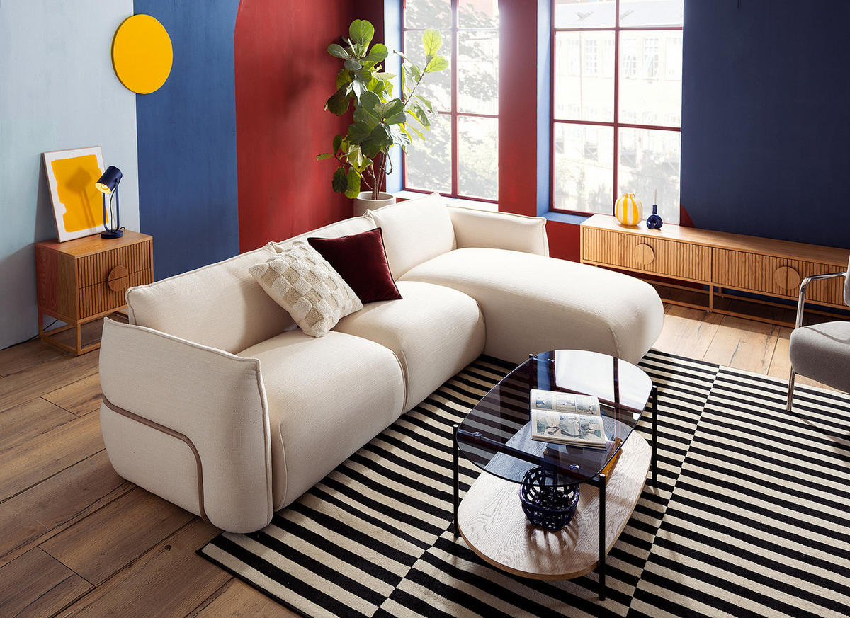 NACHTKOMMODE - Echholzfurnier, Eiche - Eichefarben, Holzwerkstoff (55/55/40cm) - home24