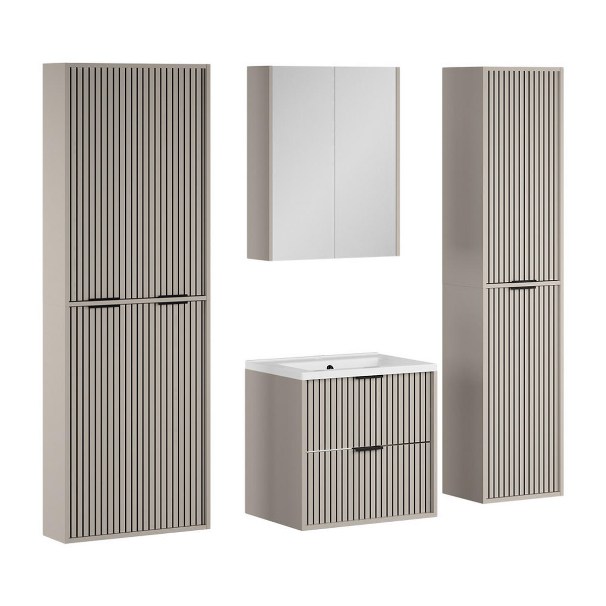 BADMÖBEL-SET Ruford Cashmere 5 Teile - Kaschmir, Holzwerkstoff (60/57/45cm) - Vicco