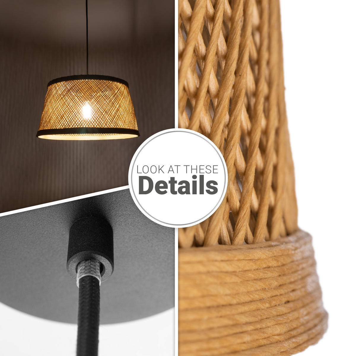 PENDELLEUCHTE Rama - Beige/Schwarz, Metall (42/42/22cm) - Paco Home