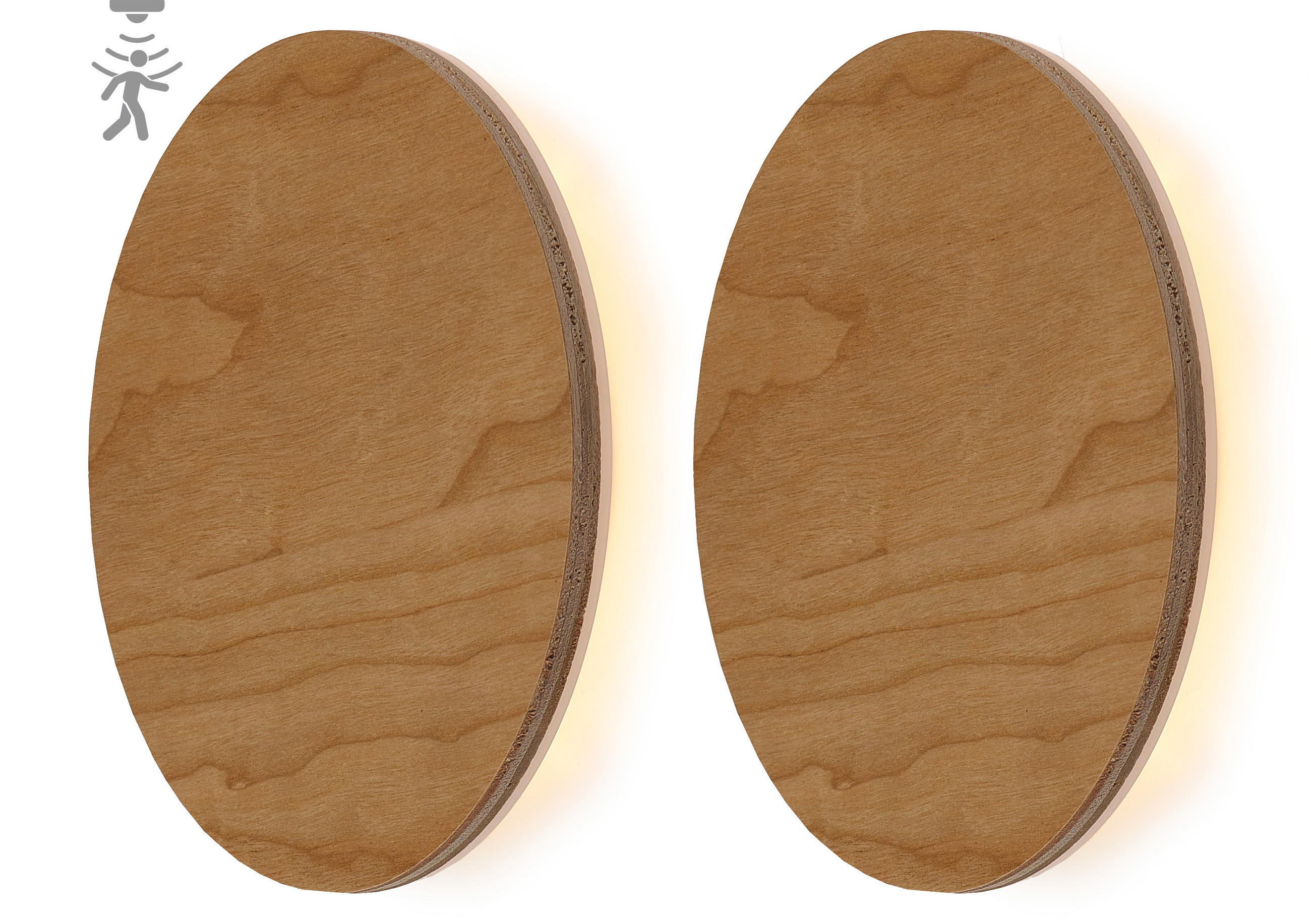 LED-BATTERIE Wandleuchte Indirektes Licht Echtholz mit Bewegungsmelder Kirschholz 2er-Set - Braun, Holz (3.7/15/15cm) - Northpoint