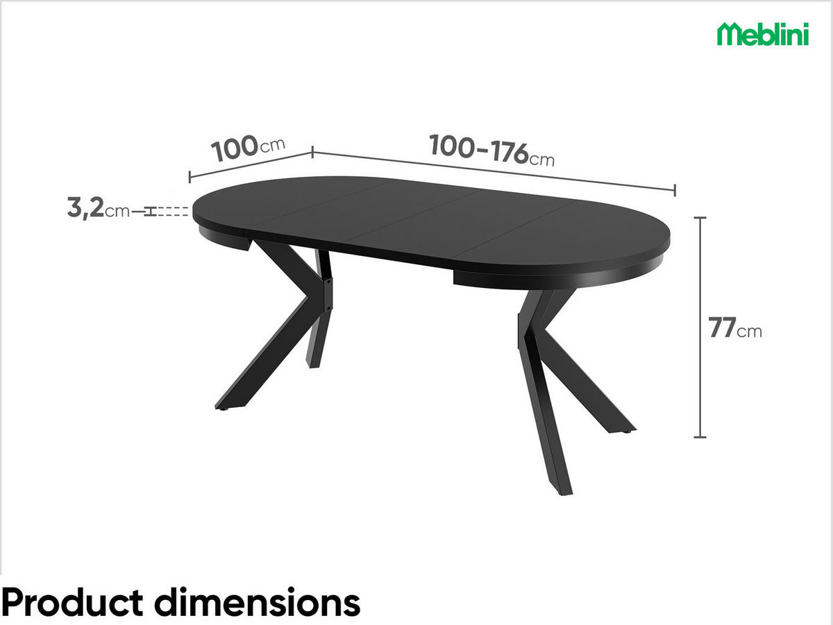ESSTISCH BAGIO - Schwarz, Holzwerkstoff (100/100/77cm) - Meblini