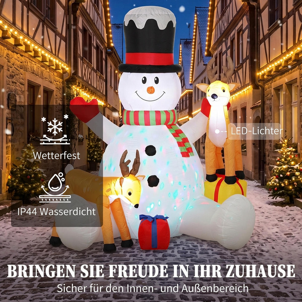 AUFBLASBARE-WEIHNACHTSDEKORATION Polyester Weiß - Weiß, Textil (135/215/180cm) - Outsunny