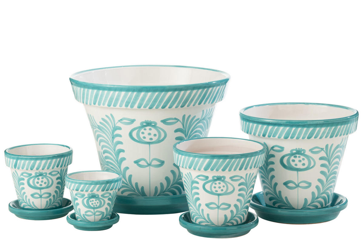 BLUMENTOPF GRANADA PATTERN - Töpferei - Aqua - XL - Ø 50 cm - Multicolor, Keramik (50/40cm) - J-Line