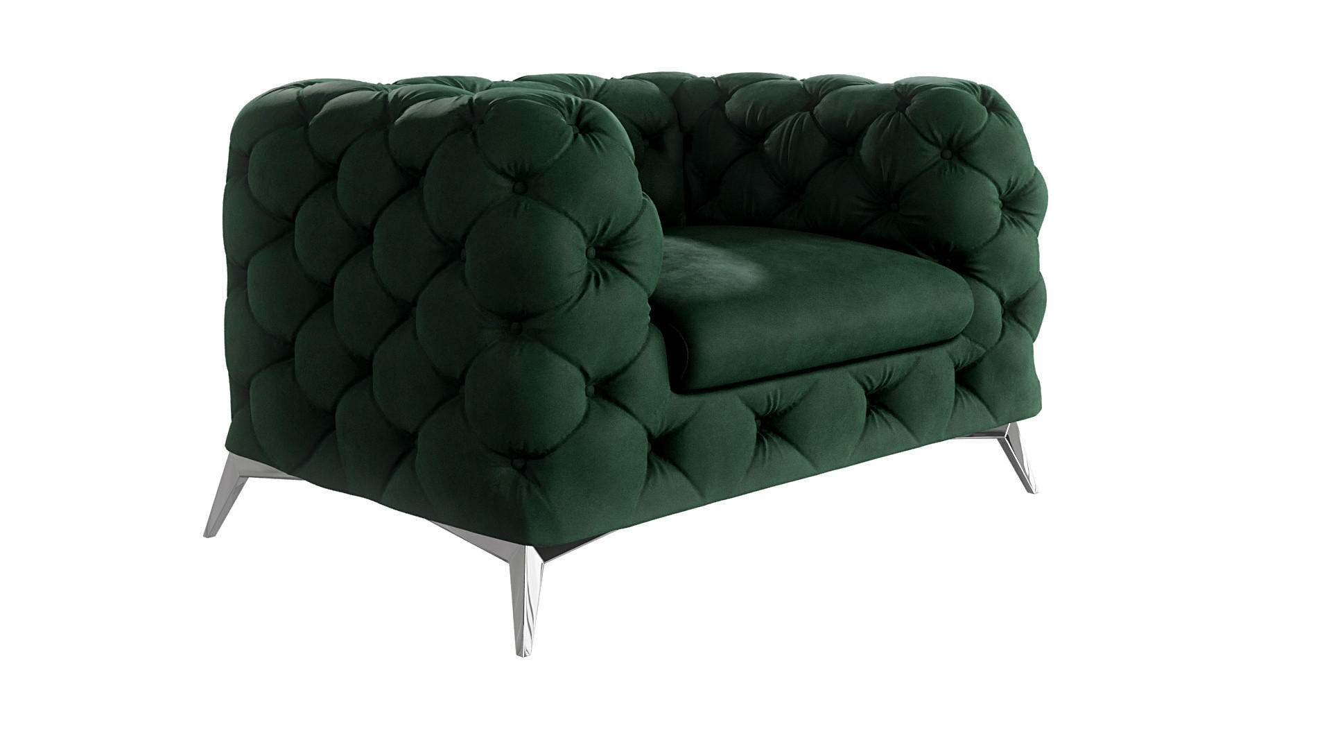 CHESTERFIELD-SESSEL Laura Flasche Grün Samt - Smaragdgrün/Silberfarben, Holz/Textil (125/75/100cm) - S-Style Möbel