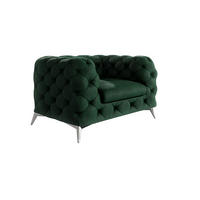 CHESTERFIELD-SESSEL Laura Flasche Grün Samt - Smaragdgrün/Silberfarben, Holz/Textil (125/75/100cm) - S-Style Möbel