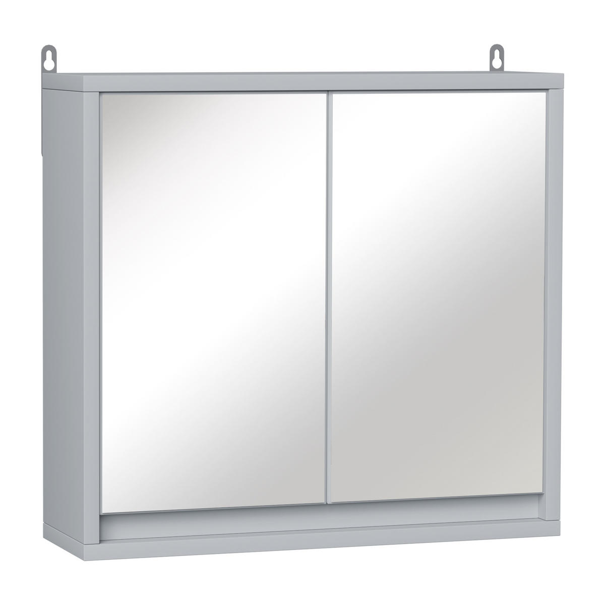 SPIEGELSCHRANK Badezimmer-Spiegelschrank mit 2 Türen, 48 x 14,5 x 45 cm ,Grau - Grau, Glas (48/45/14.5cm) - Vallsero