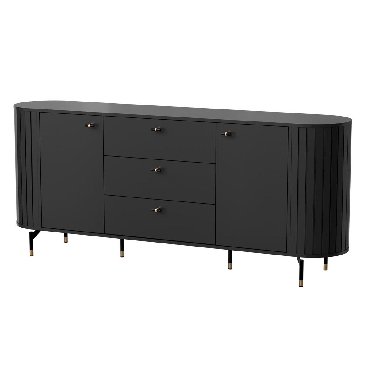 SIDEBOARD Zante Schwarz 190 cm - Goldfarben/Schwarz, Holzwerkstoff/Metall (190/81/40cm) - Selsey