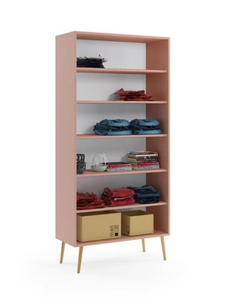 KLEIDERSCHRANK Ikon, Rosa, Mit 5 Regalen - Rosa, Holzwerkstoff (87/212/41cm) - Bettso