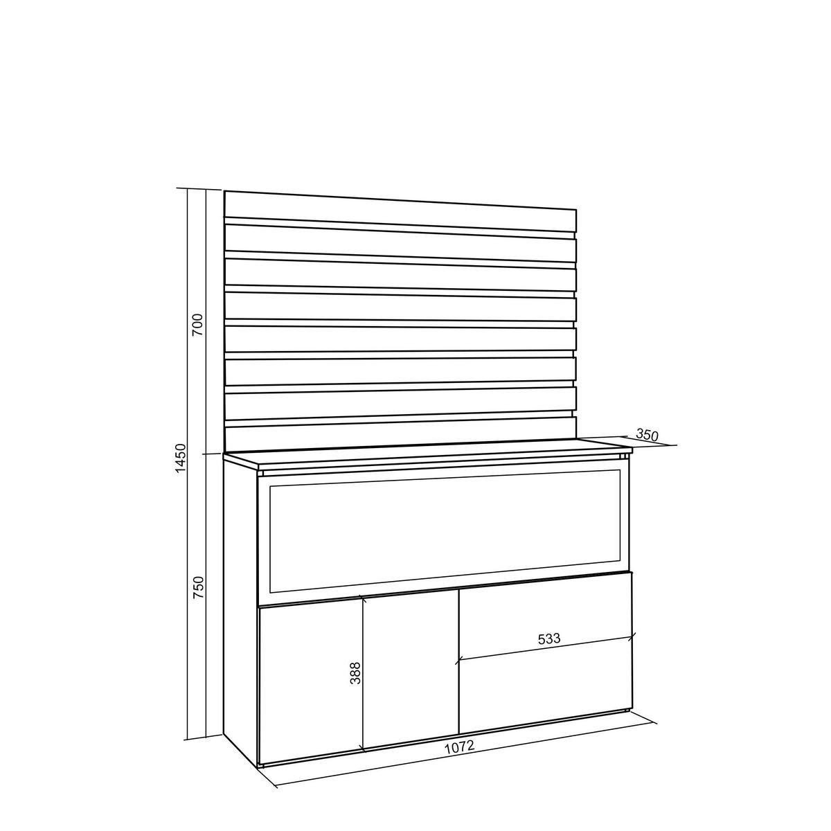 SIDEBOARD KOMMODE, Elektrokamin XXL, eiche, 107/35/145cm - Eichefarben, Holzwerkstoff (107/145/35cm) - Skraut Home
