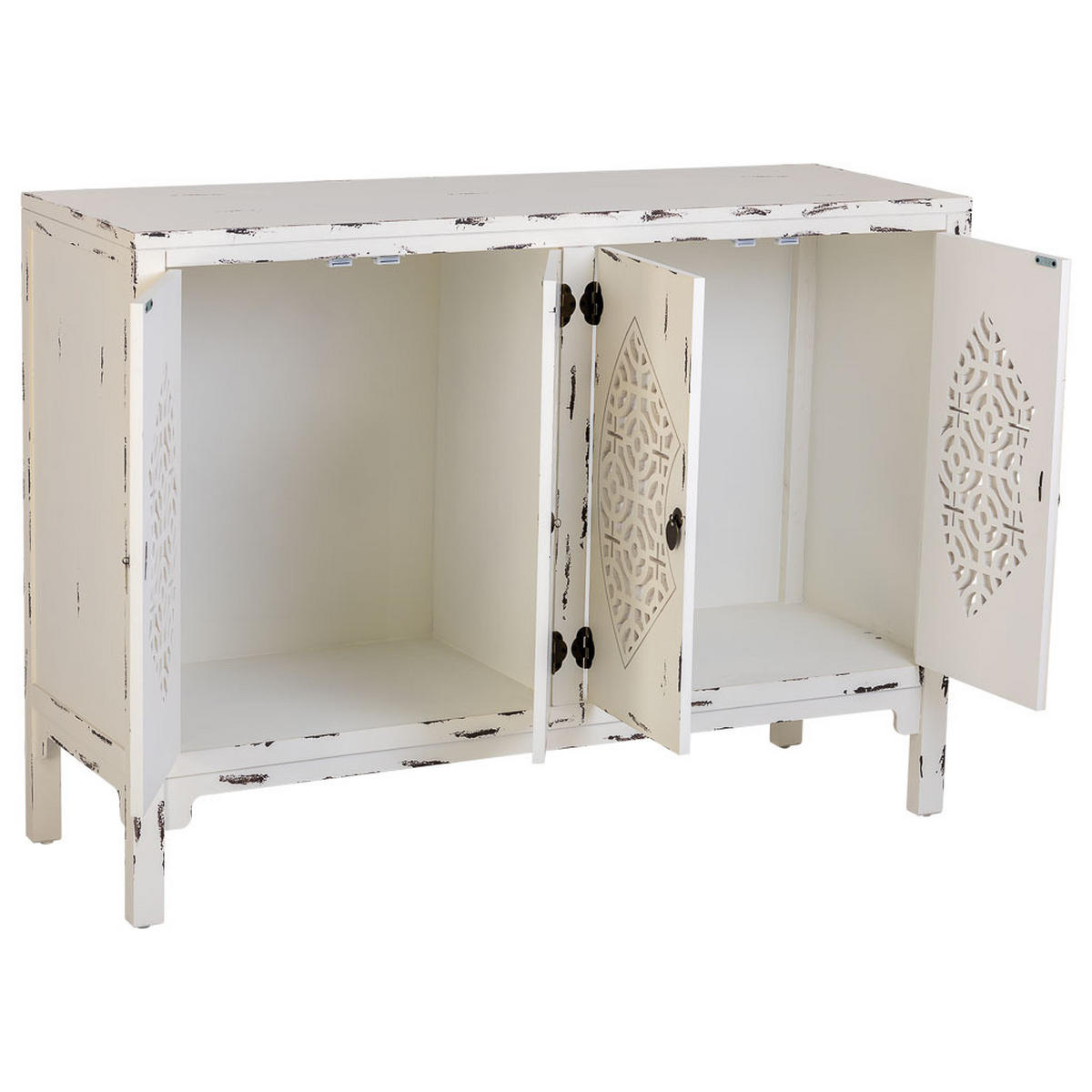 SIDEBOARD aus Holz mit 4 Türen 120x40x86 cm - Weiß, Holz (120/86/40cm) - Wanderlust
