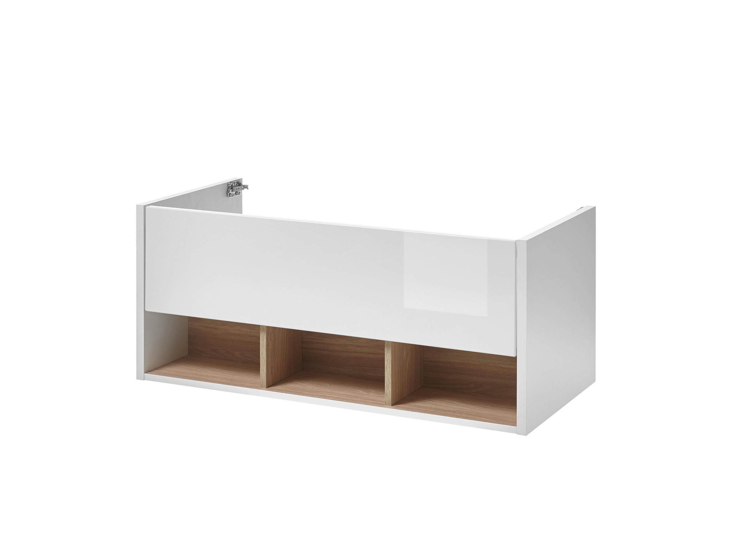 WASCHTISCH M20 Weiß Hochglanz & Eiche Dekor 100/42/46 cm breit ohne Waschbecken - Weiß Hochglanz/Eichefarben, Holzwerkstoff (100/42/46cm) - Livojo