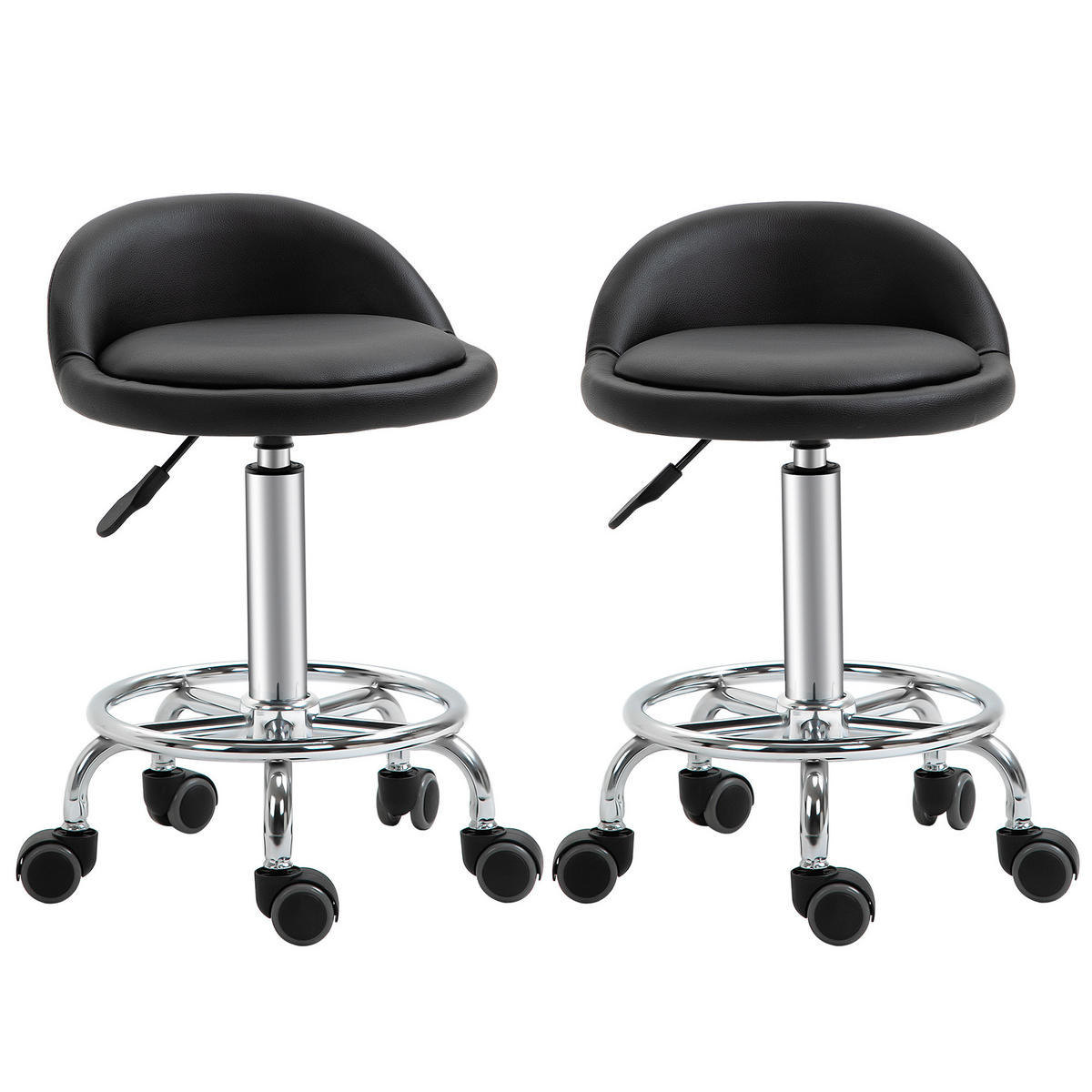 BÜROHOCKER DE-18016 2er-Set, höhenverstellbar Schwarz - Schwarz, Metall (38/72/38cm) - ComfortXL