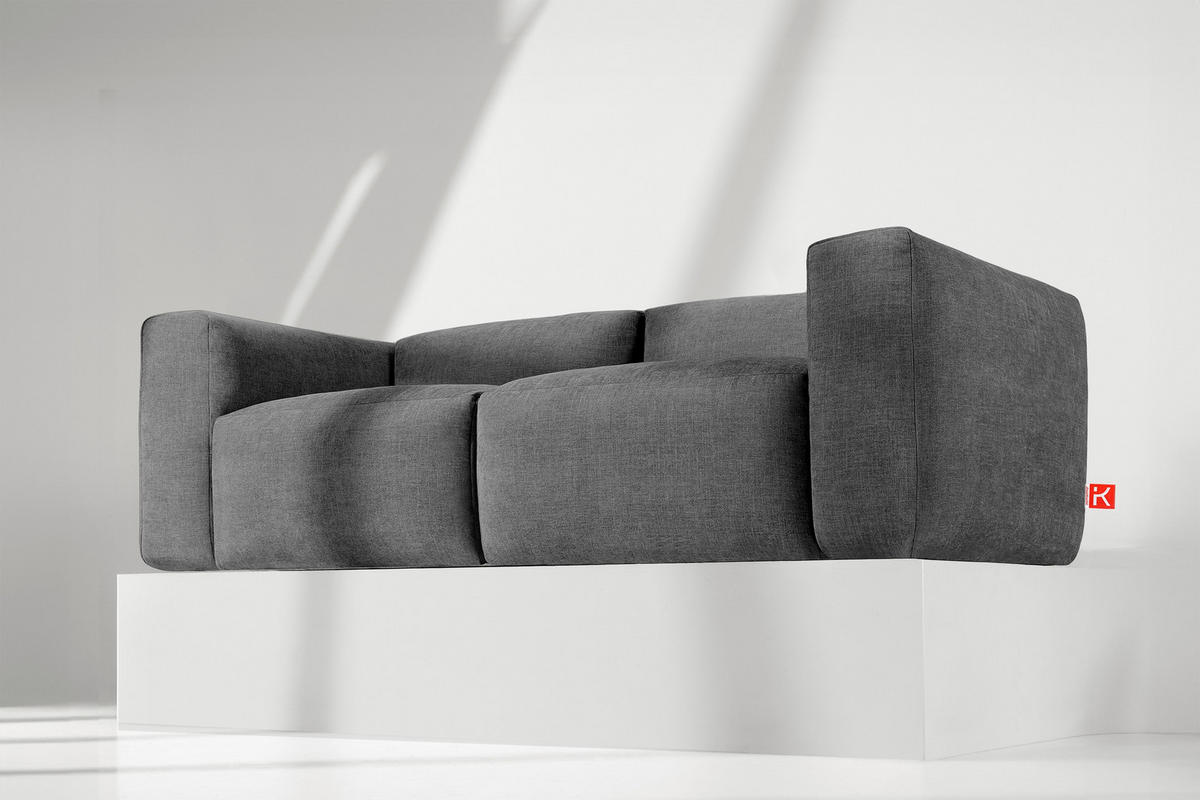 2,5-SITZER-MODULSOFA BUFFO mit extrem weicher und bequemer Sitzfläche, Gewebestoff, aschfahl - Grau, Textil (250/73/96cm) - KONSIMO®
