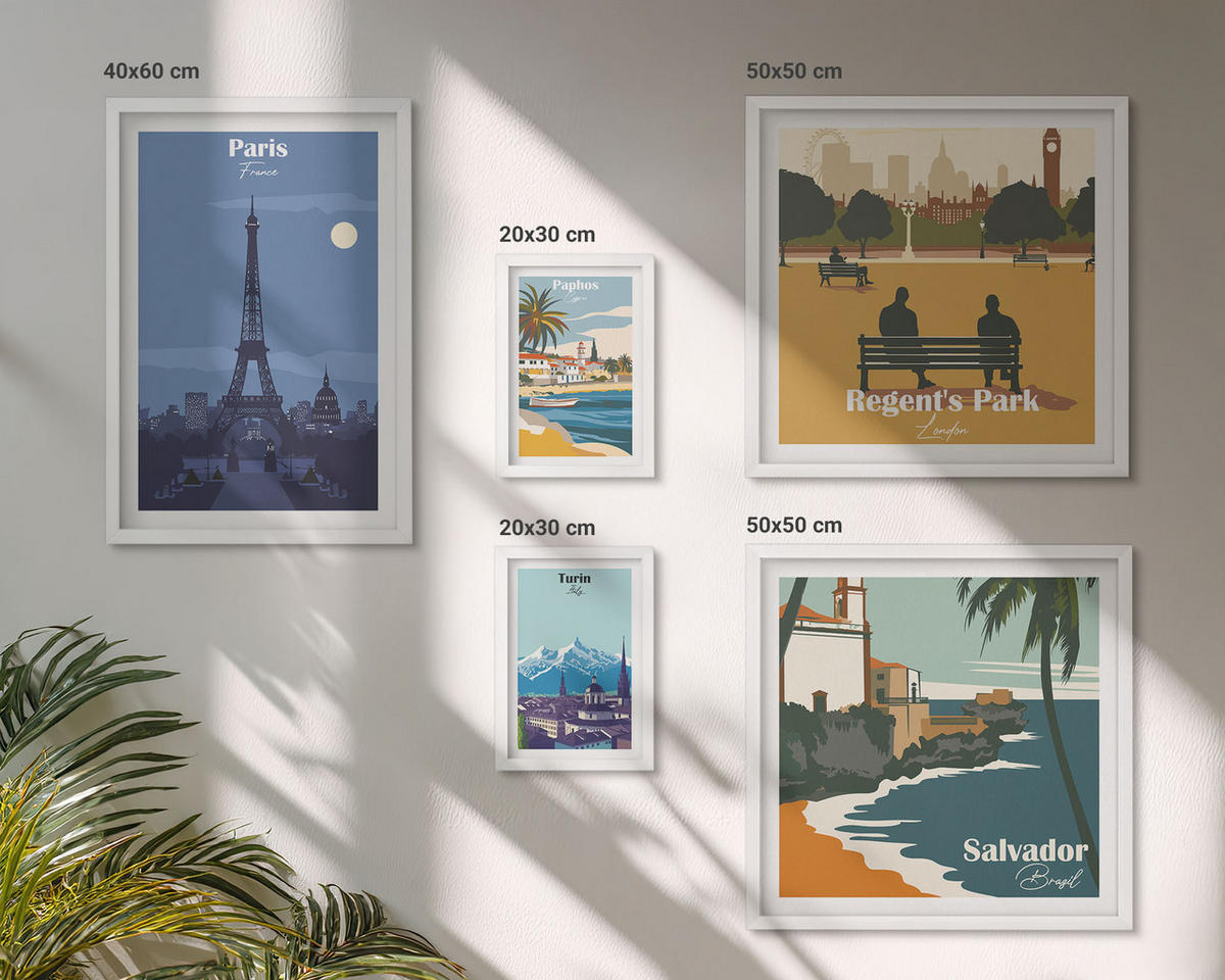 WANDBILDER 5er-Set - 50x50 cm & 20x30 cm & 40x60 cm Weißer Rahmen - Touristische Küstenlandschaften - Weiß, Kunststoff (40/60cm) - ArtPrintCave