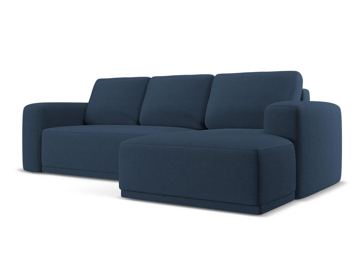 ECKSOFA mit Schlaffunktion Chenille Stoff Blau - Blau/Schwarz, Kunststoff/Textil (258/160cm) - Makamii