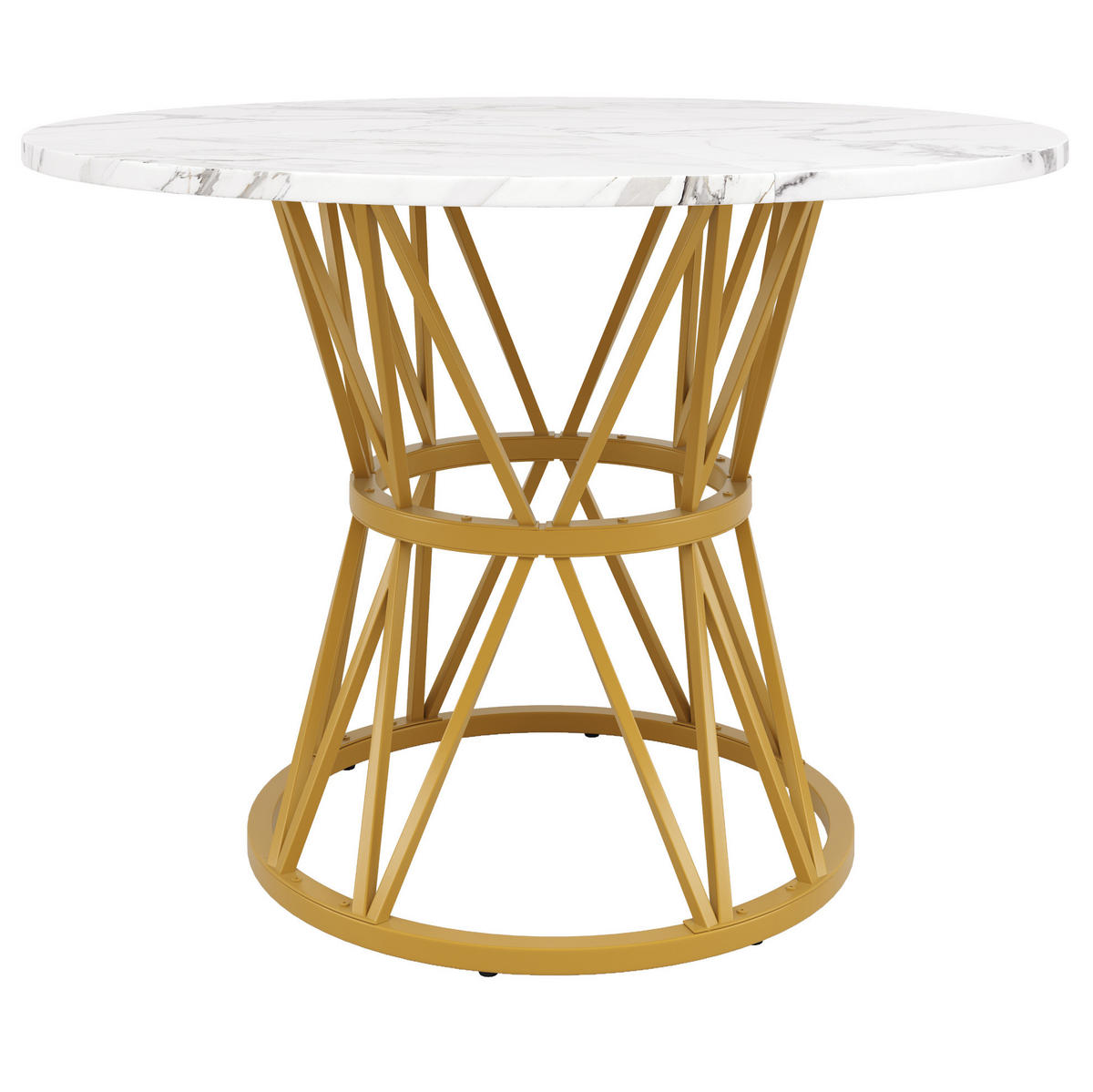 JEDÁLENSKÝ stôl 100/100/76 cm, MDF v mramorovom dekore, zlatý - zlatá, kompozitné drevo (100/100/76cm) - BEAOK