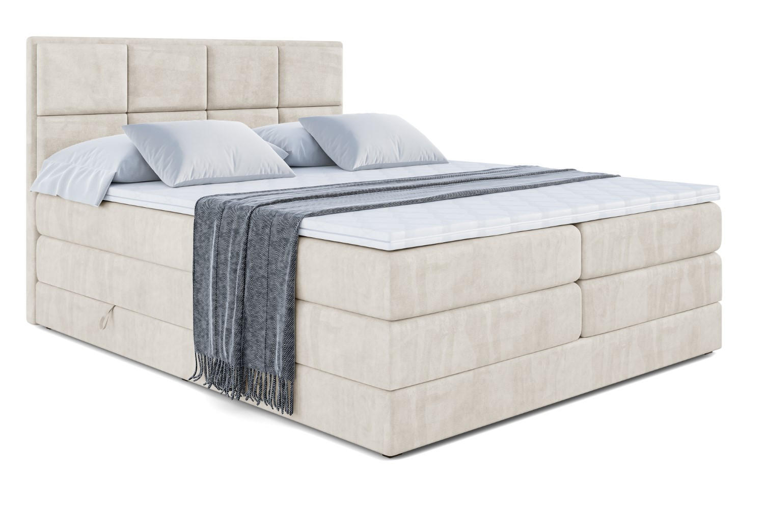 BOXSPRINGBETT NOVA KING - 140 x 200 - H3/H4 - Ecru - Ecru, Holzwerkstoff (140/200cm) - ALTDECOR