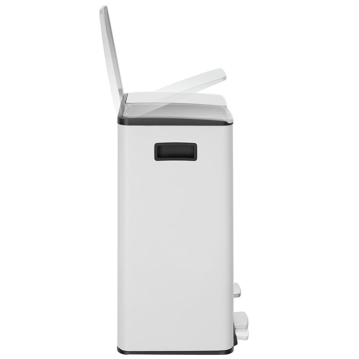 MÜLLEIMER Pull, 40,5 x 34,5 x 60,5 cm, inkl. 2 Rollen Müllbeutel, weiß - Weiß, Metall (40.5/60.5/34.5cm) - tectake