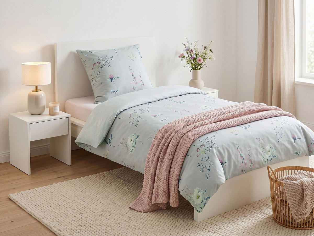 BETTWÄSCHE SET Evergreen 135/200 cm - Blau, Textil (135/200cm) - Beliani