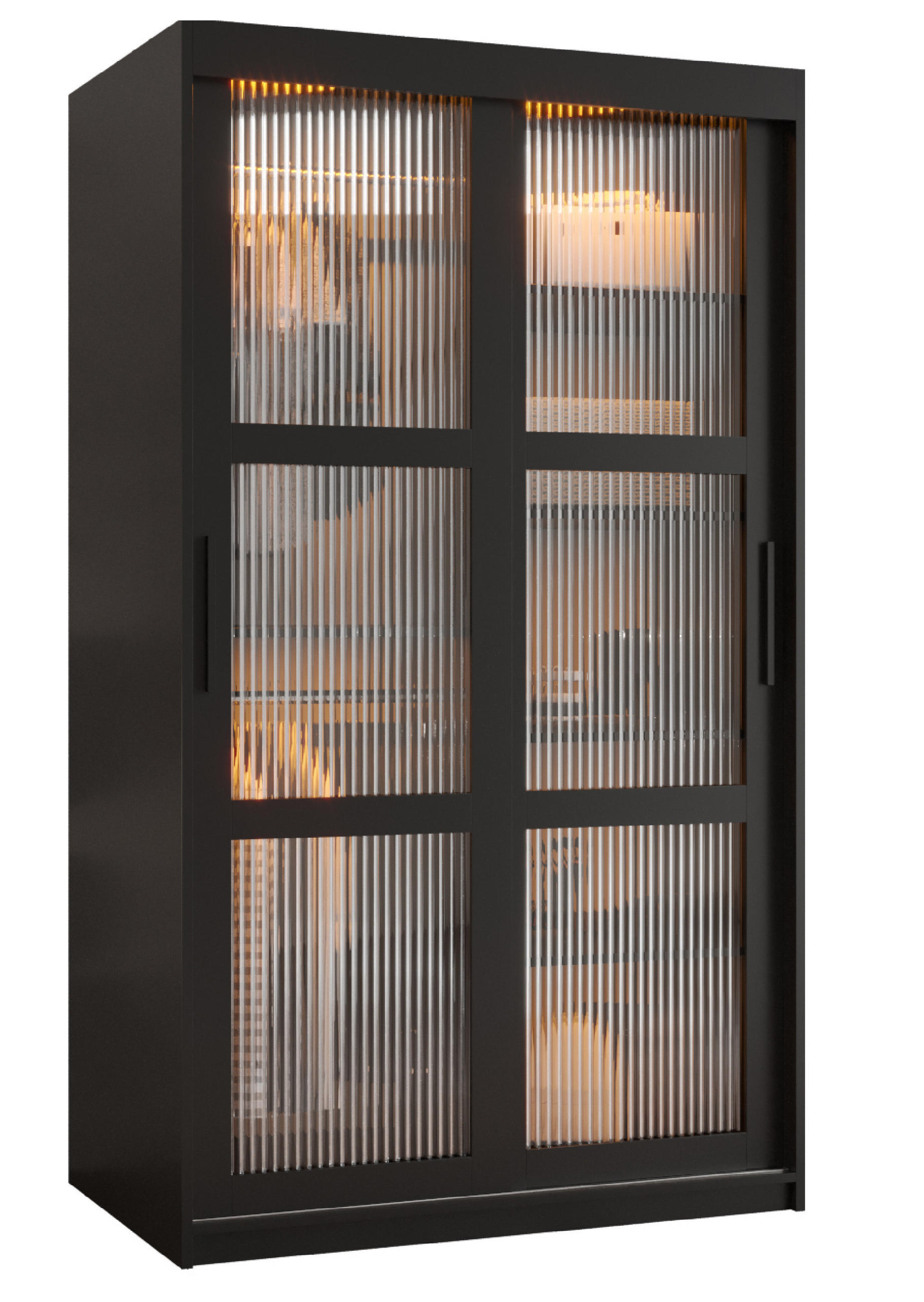 SCHWEBETÜRENSCHRANK 200/100/62 2-türig - Schwarz, Holz/Kunststoff (100/200/62cm) - Abiks Möbel