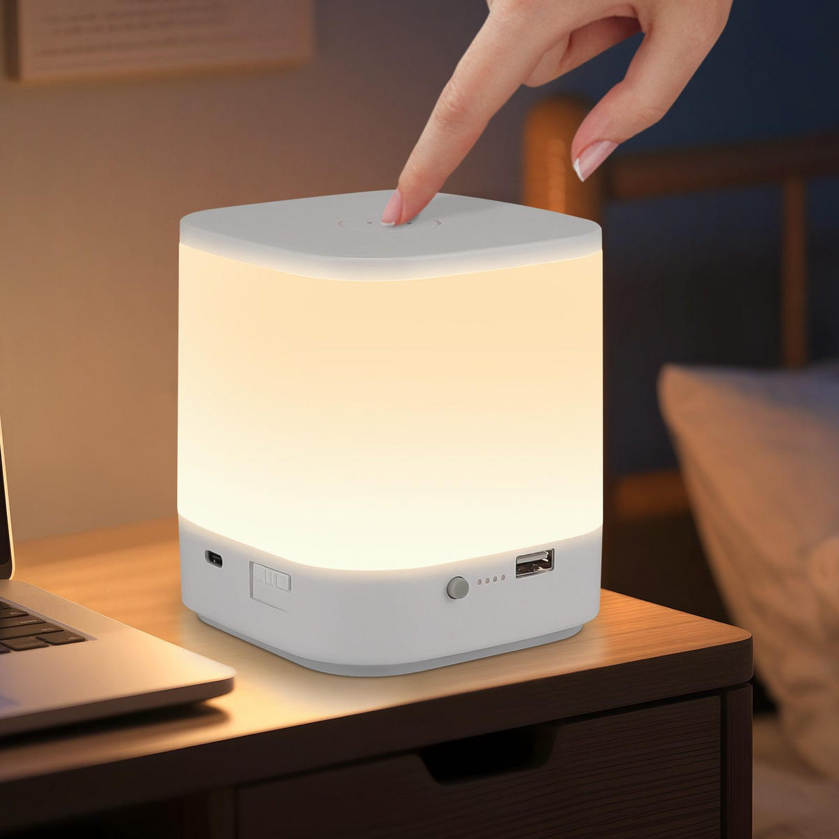 STOLNÍ lampa Abels LED 9,8/9,8/11,5 cm - bílá, plast (9.8/9.8/11.5cm) - Nettlife