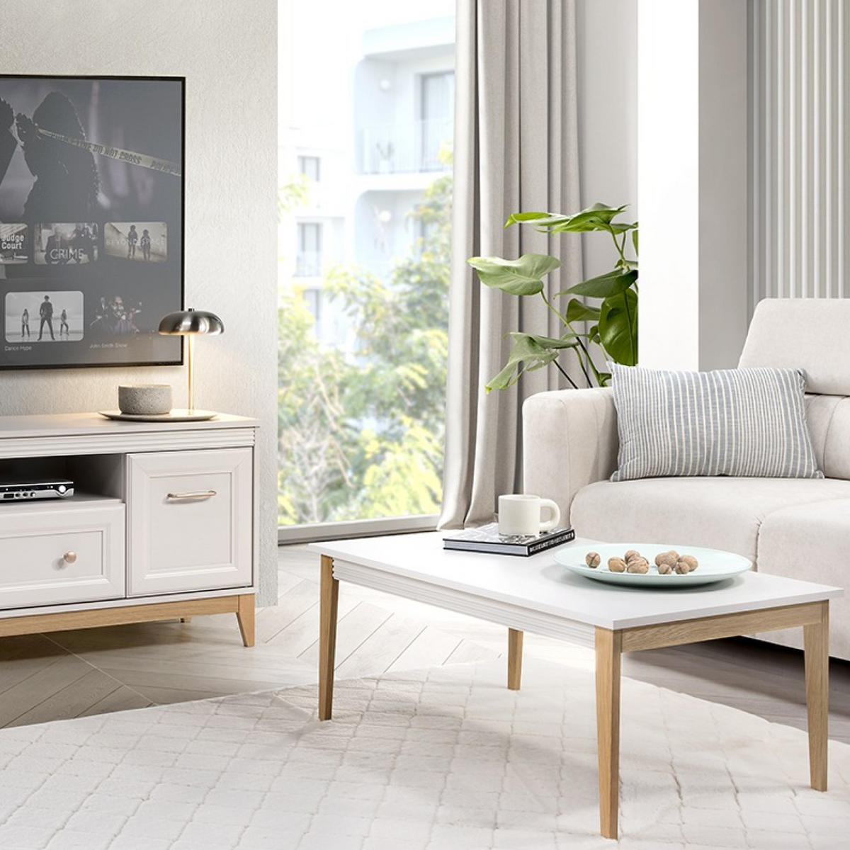 COUCHTISCH Windsor W-12 90 x 68 x 40 cm Kaschmir - Kaschmir/Eichefarben, Eichenholz/Holzwerkstoff (68/90/40cm) - Koseto