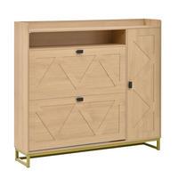 SCHUHSCHRANK Klappfach Seitenschrank Metallgestell - Naturfarben, Holz (110/100/24cm) - LEBENLANG