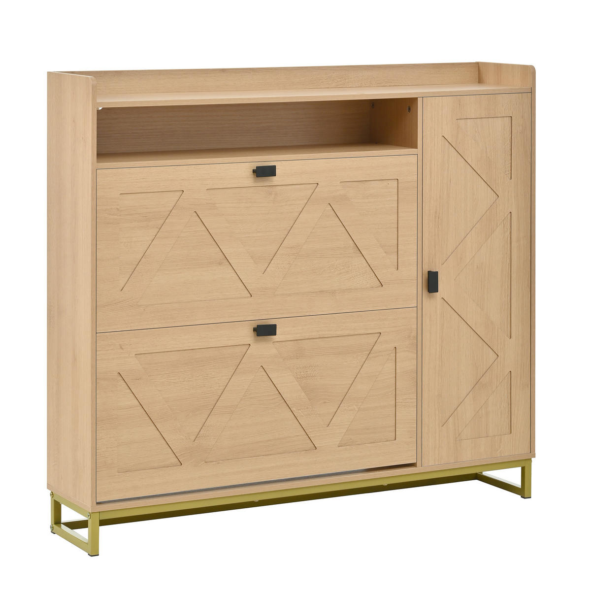 SCHUHSCHRANK Klappfach Seitenschrank Metallgestell - Naturfarben, Holz (110/100/24cm) - LEBENLANG