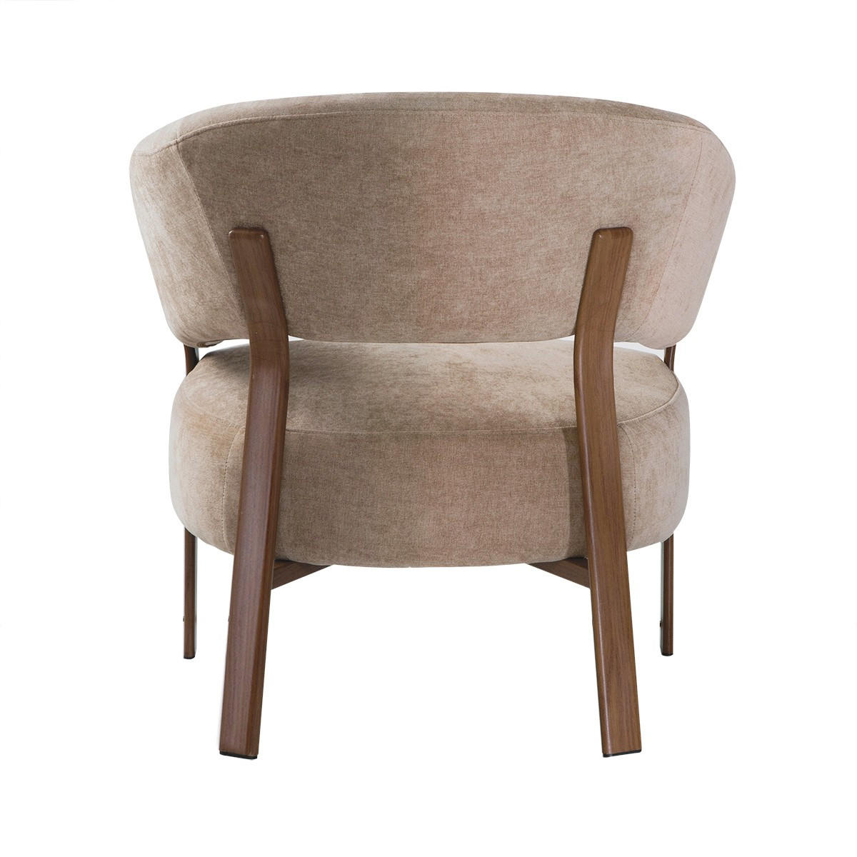 SESSEL aus beigem Stoff mit Metallbeinen in Nussbaumoptik 72/76/78 cm - Beige, Textil (72/76/78cm) - Calicosy