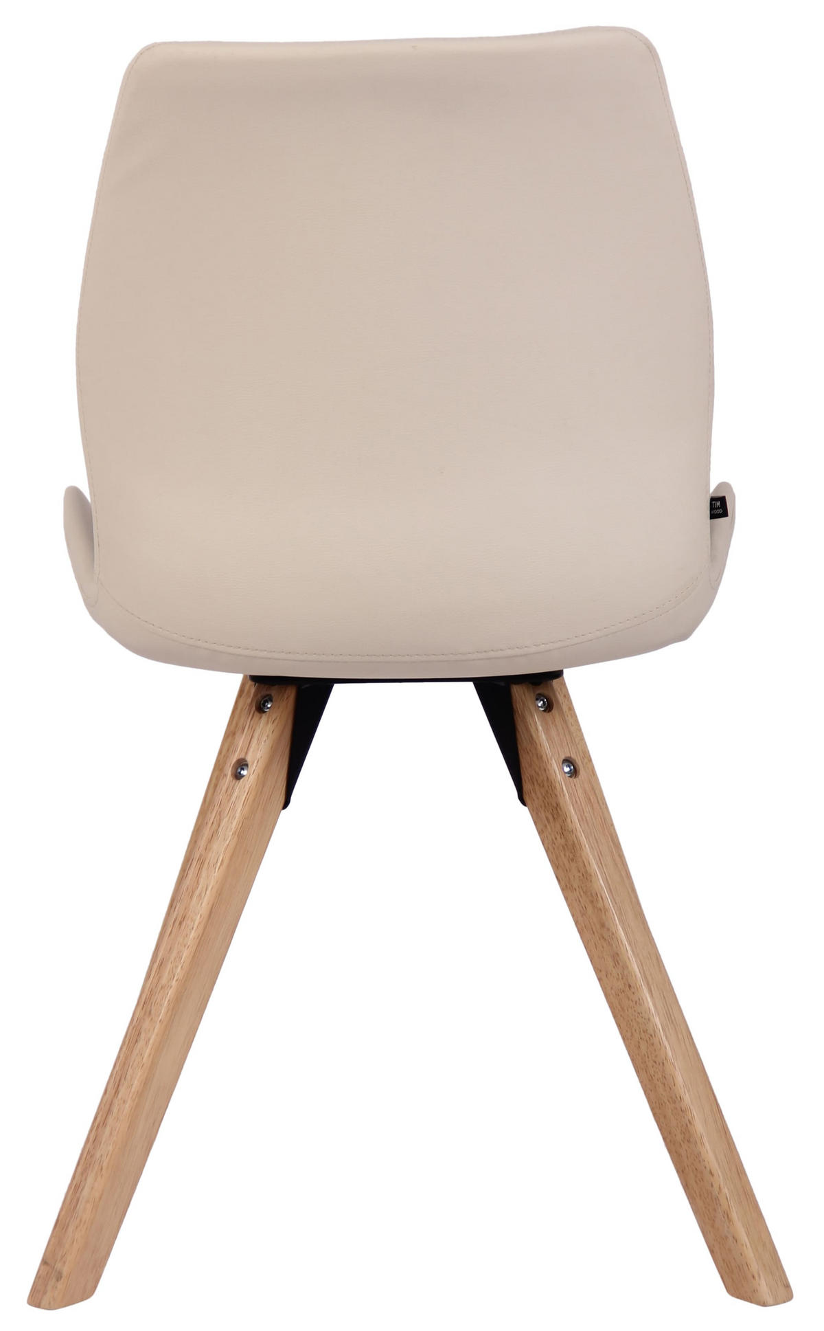 STUHL Lederlook creme - Eukalyptusholzfarben/Creme, Holz/Textil (49/87.5/58cm) - CLP