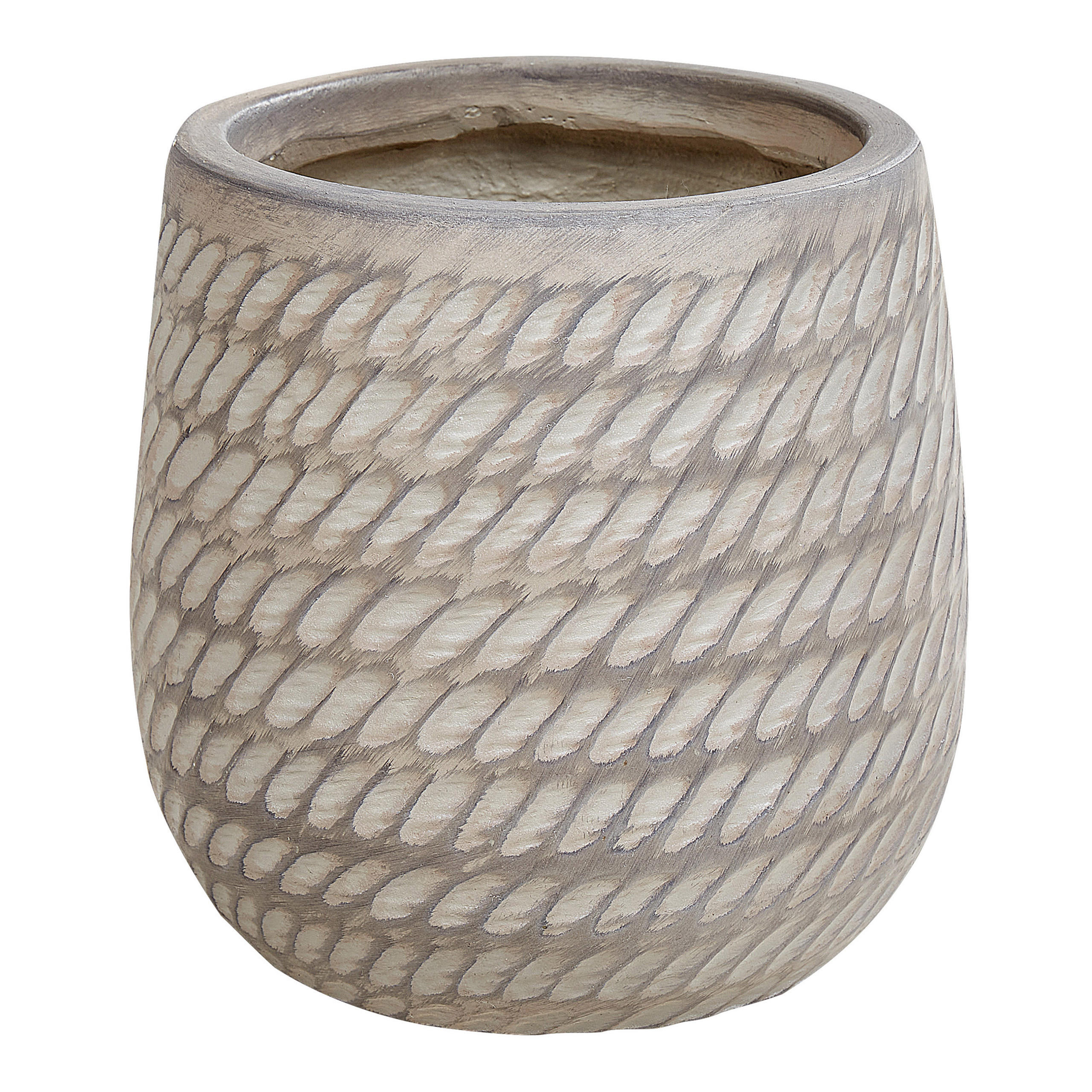 BLUMENTOPF taupe rund 19/19/22 cm Livadia - Beige, Naturmaterialien (22cm) - Beliani