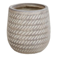 BLUMENTOPF taupe rund 19/19/22 cm Livadia - Beige, Naturmaterialien (22cm) - Beliani
