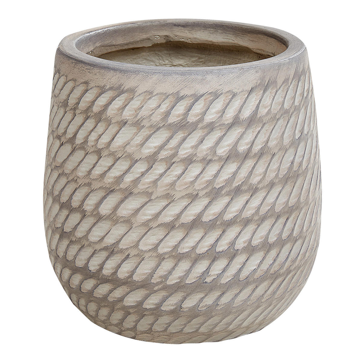BLUMENTOPF taupe rund 19/19/22 cm Livadia - Beige, Naturmaterialien (22cm) - Beliani