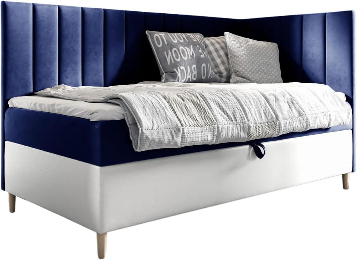 KINDERBETT MAYA 3 - Dunkelblau/Weiß, Holzwerkstoff (106/208cm) - Meblini