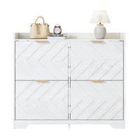 SCHUHSCHRANK 105/24/90 cm aus MDF mit 4 Klappfächern und Ablagefläche, 3D-Strukturfront, Weiß - Weiß, Holzwerkstoff (105/90/24cm) - Redom