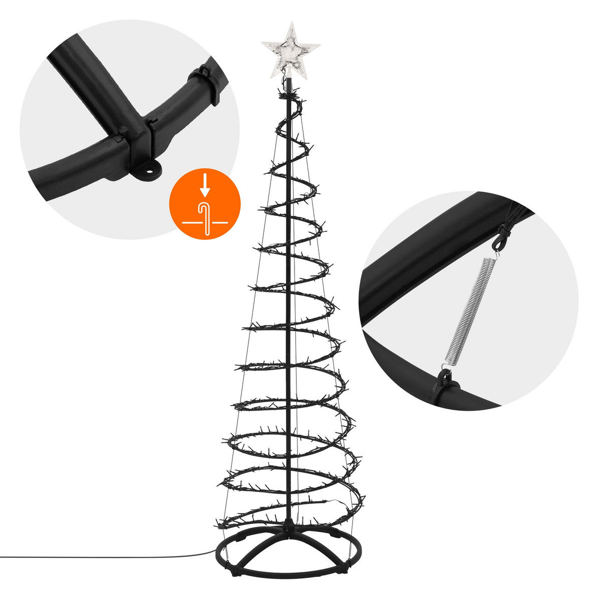 LED WEIHNACHTSBAUM Außen 150 cm Weihnachtsdeko mit Lichterkette 524 LED Warmweiß - Schwarz, Kunststoff (150cm) - ECD-Germany