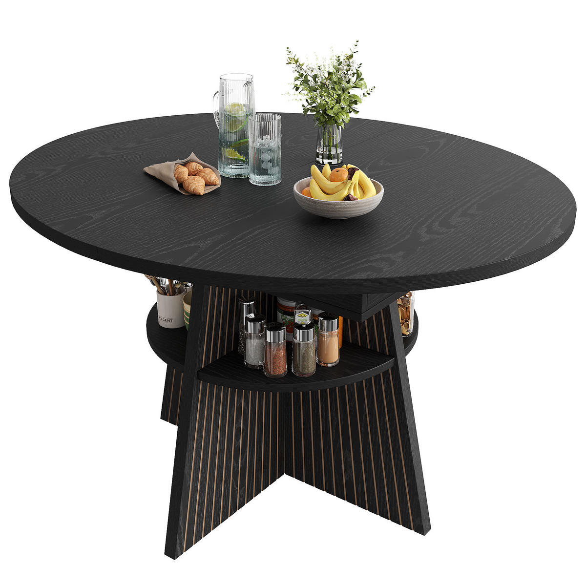 ESSTISCH 110–150/110/76 cm, Schwarz - Schwarz, Holzwerkstoff (150/110/76cm)