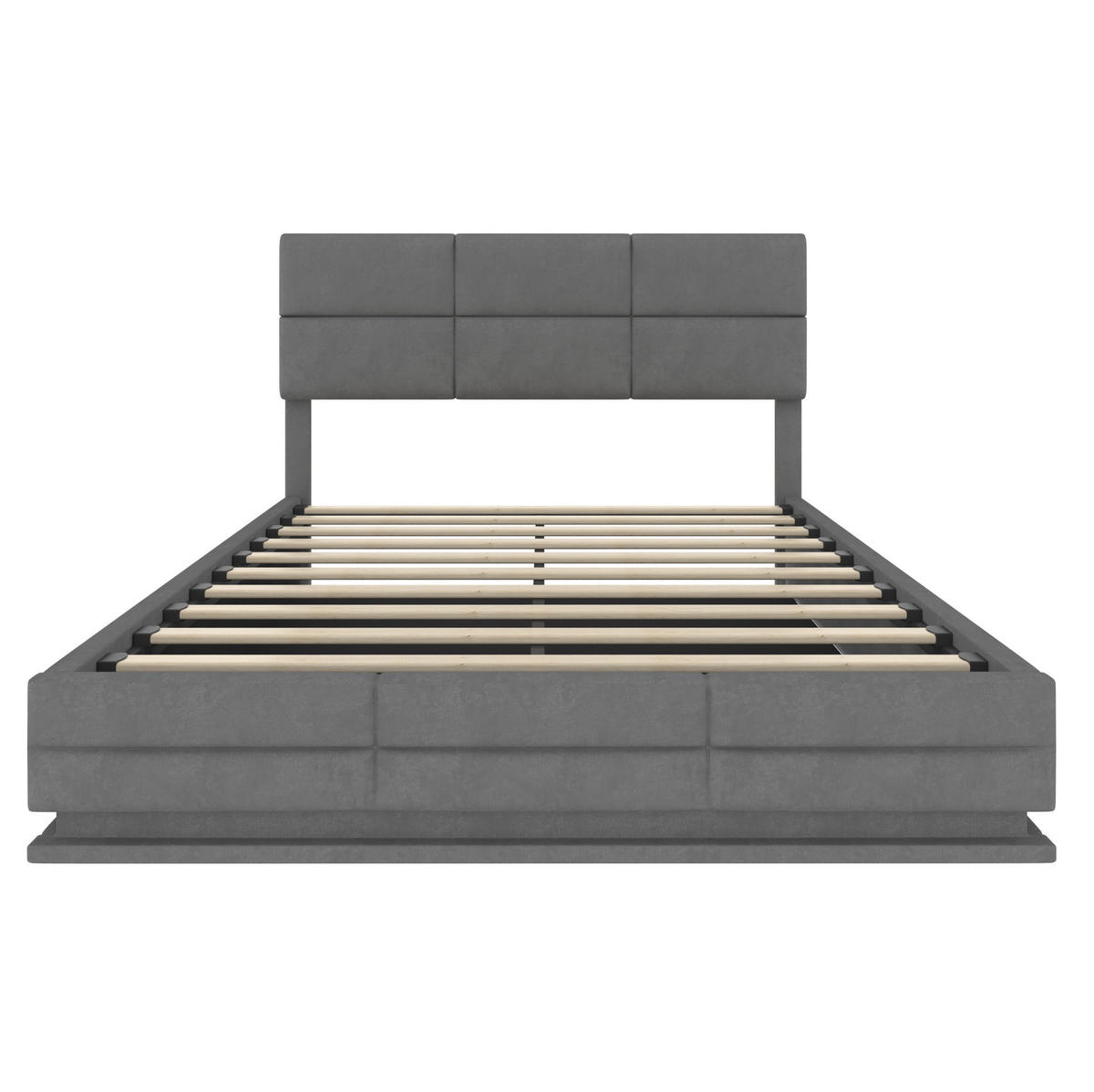 BETT mit Stauraum 140x200 cm Samt Dark Gray - Dunkelgrau, Metall (140/200cm) - Meubliv
