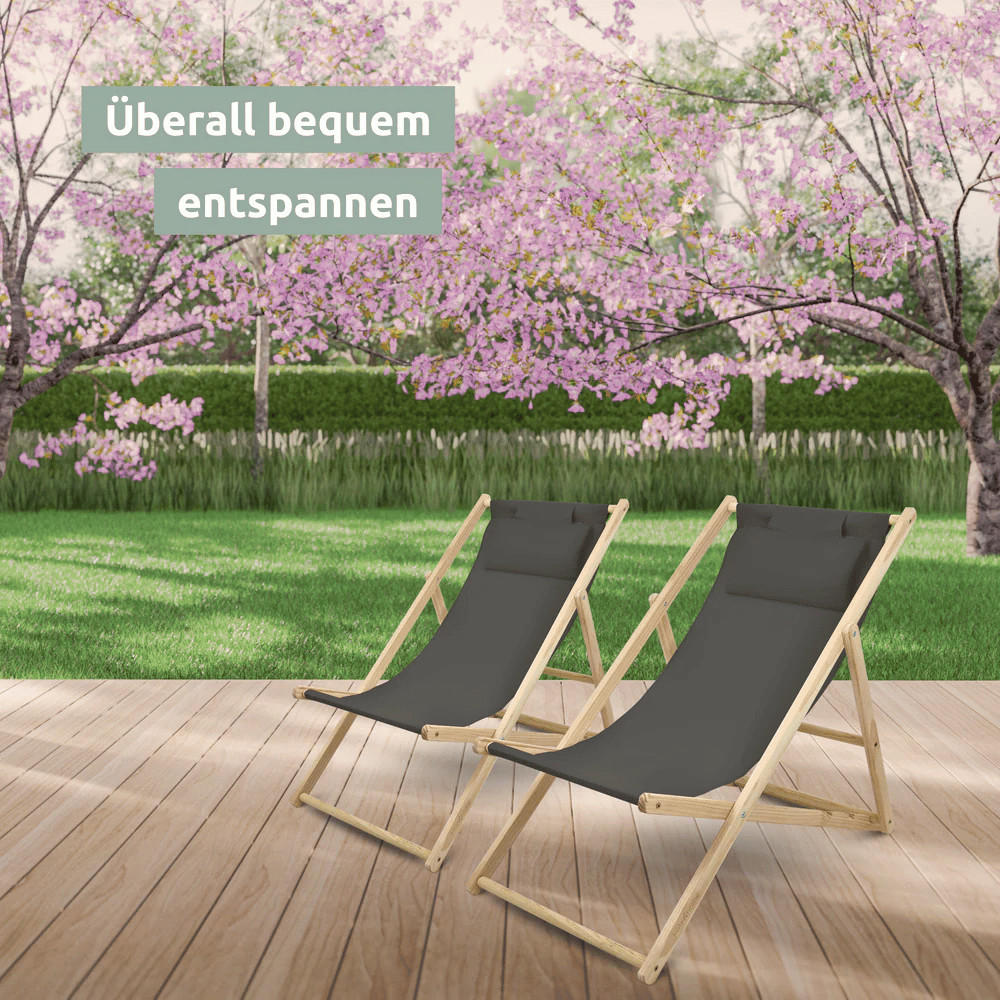 Thumbnail - Deluke Sonnenliege, Anthrazit, Holz, 59x80x90 cm, Gartenmöbel, Gartenliegen