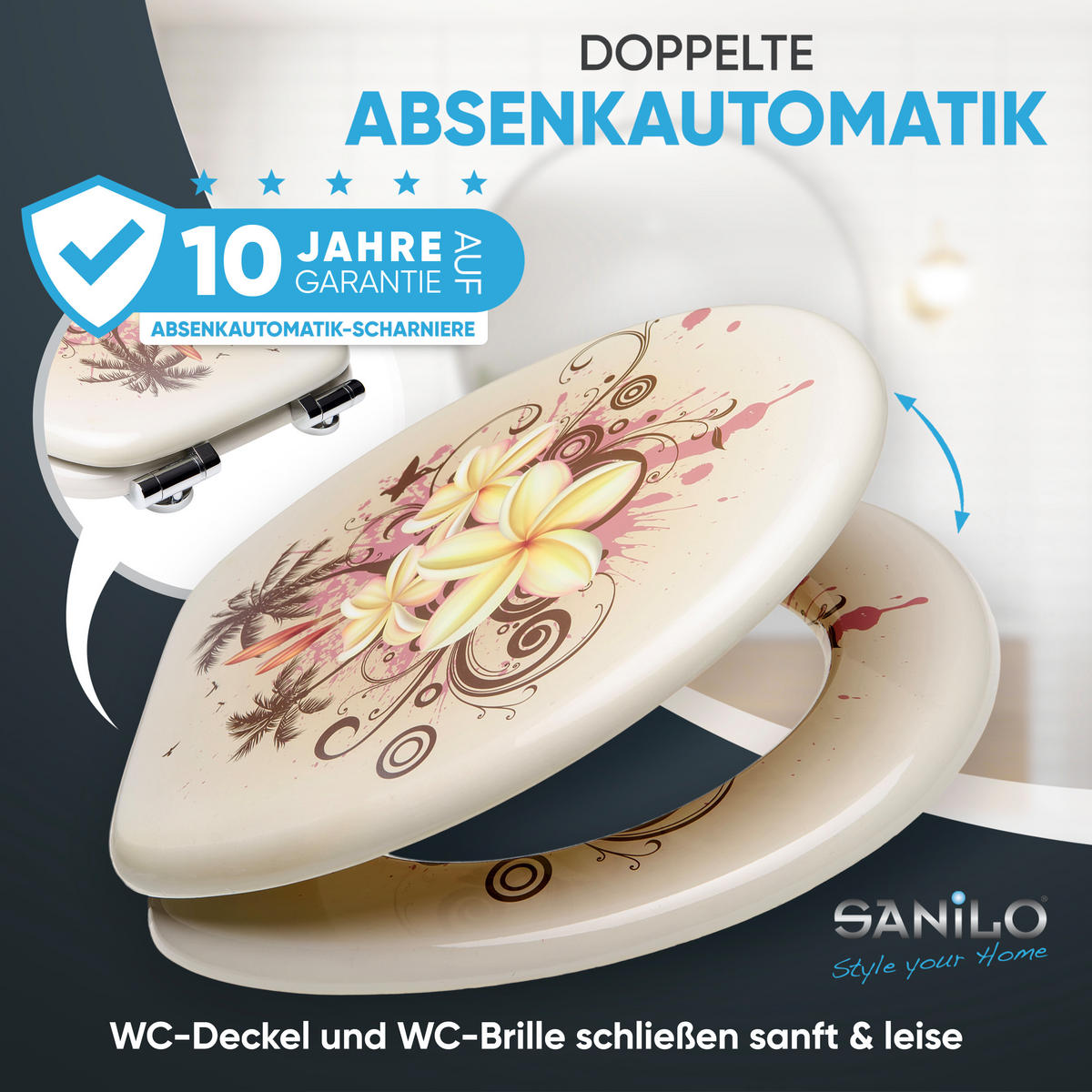 WC-SITZ mit Absenkautomatik Tropical - Beige, Holzwerkstoff (38/6/47cm) - Sanilo