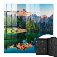 SCHLÜSSELBOX Schwarz 30x30 cm- Türöffnung nach rechts - Berglandschaft - Grün, Metall (30/30/5cm) - TULUP