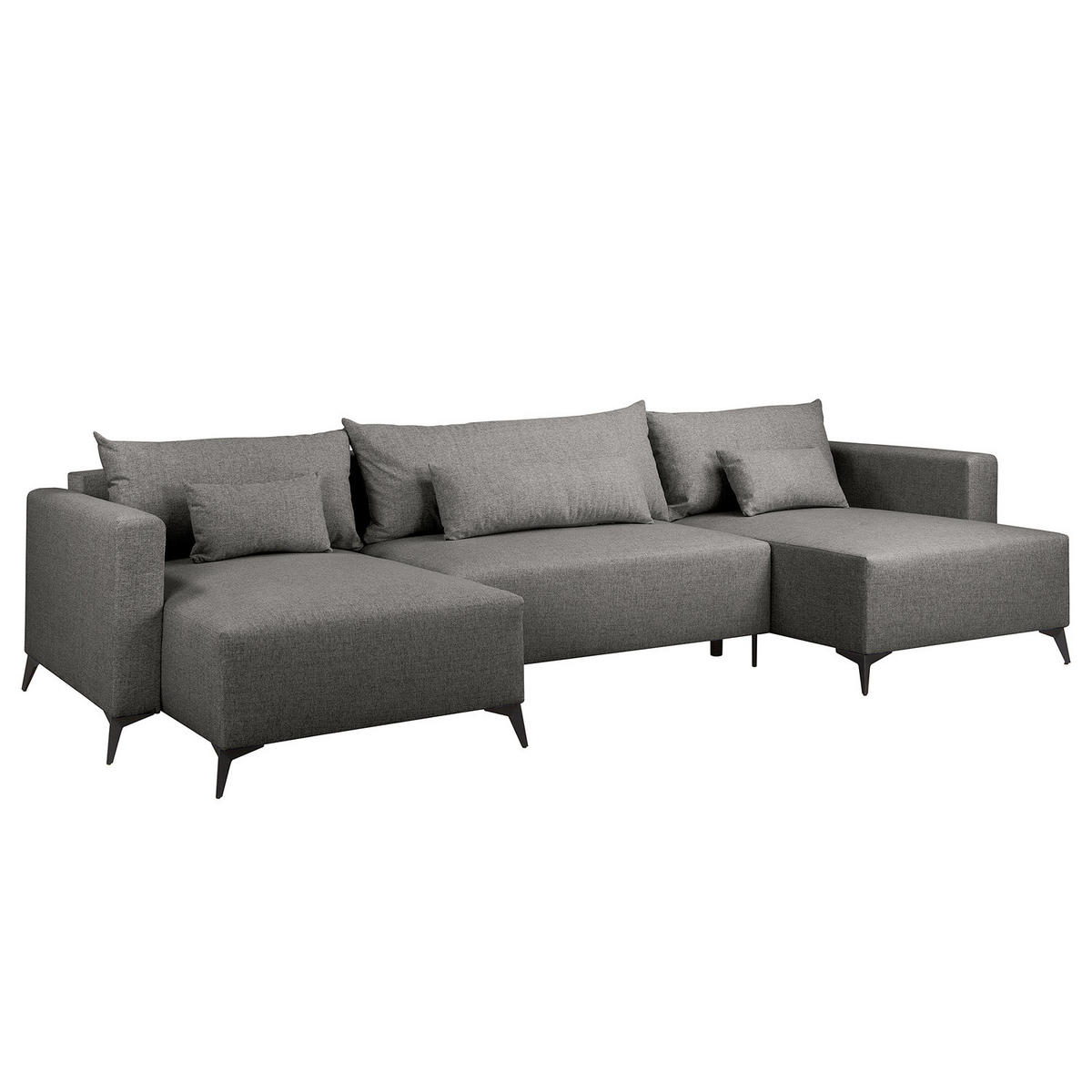 WOHNLANDSCHAFT - Anthrazit/Schwarz, Textil (382/81/148cm) - home24