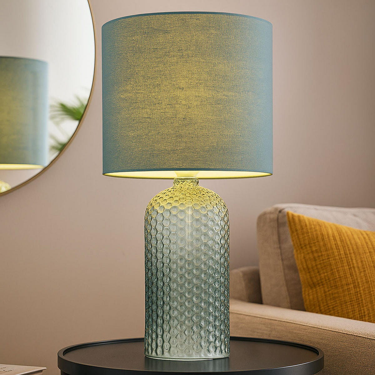 TISCHLEUCHTE Glas Textil Blassgrün - Grün, Glas (26.5/26.5/50cm) - Globo Lighting