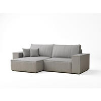 ECKSOFA MIT SCHLAFFUNKTION Zaya Hellgrau Webstoff - Hellgrau/Schwarz, Holz/Holzwerkstoff (255/148cm) - Maison de Reve