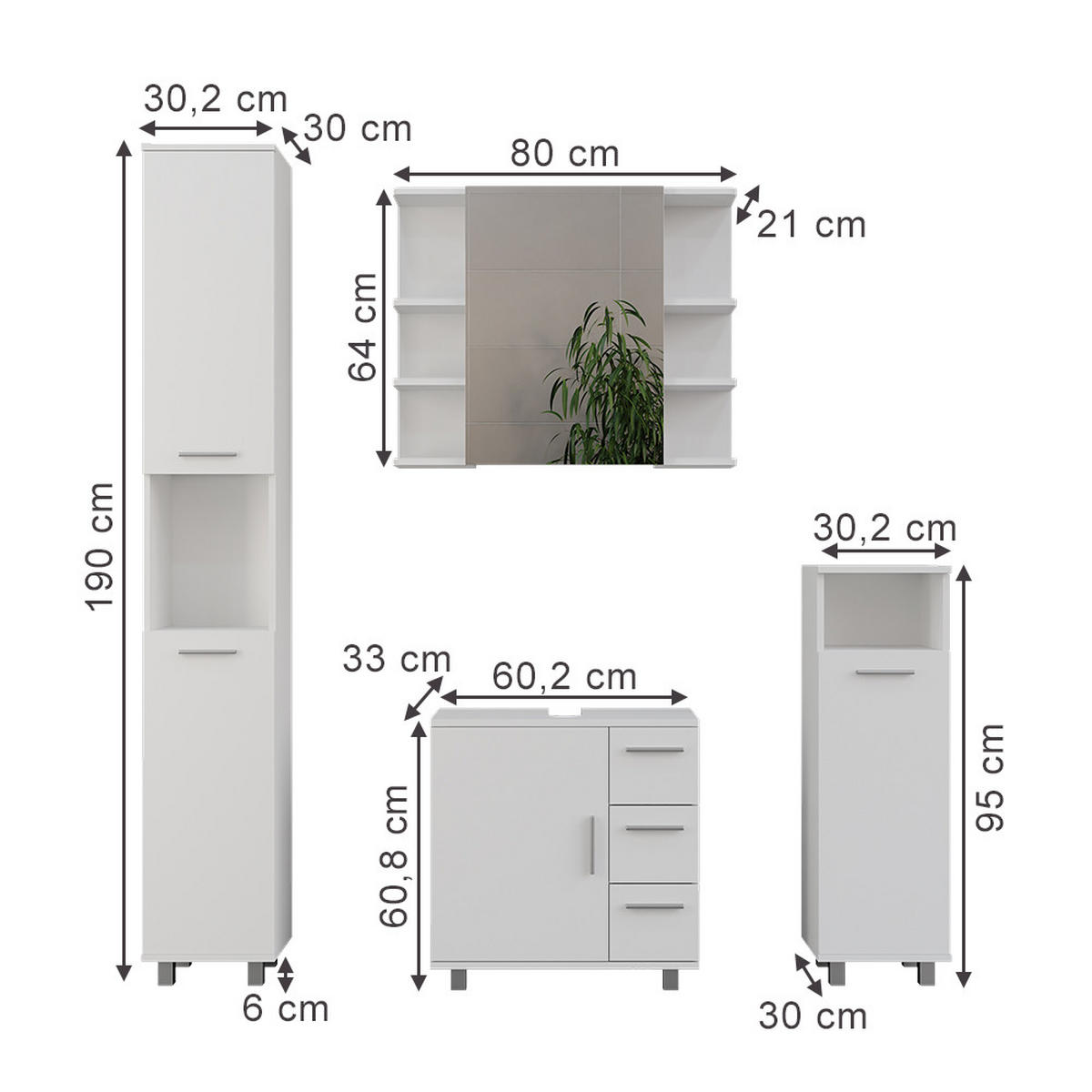 KOUPELNOVÝ NÁBYTEK Ilias Bílá - bílá, kompozitní dřevo (60.2/60.8/33cm) - Vicco