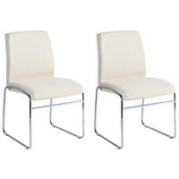 ESSZIMMERSTUHL 2er-Set Stoff Hellbeige Lecco - Beige, Textil (49/85/50cm) - Beliani