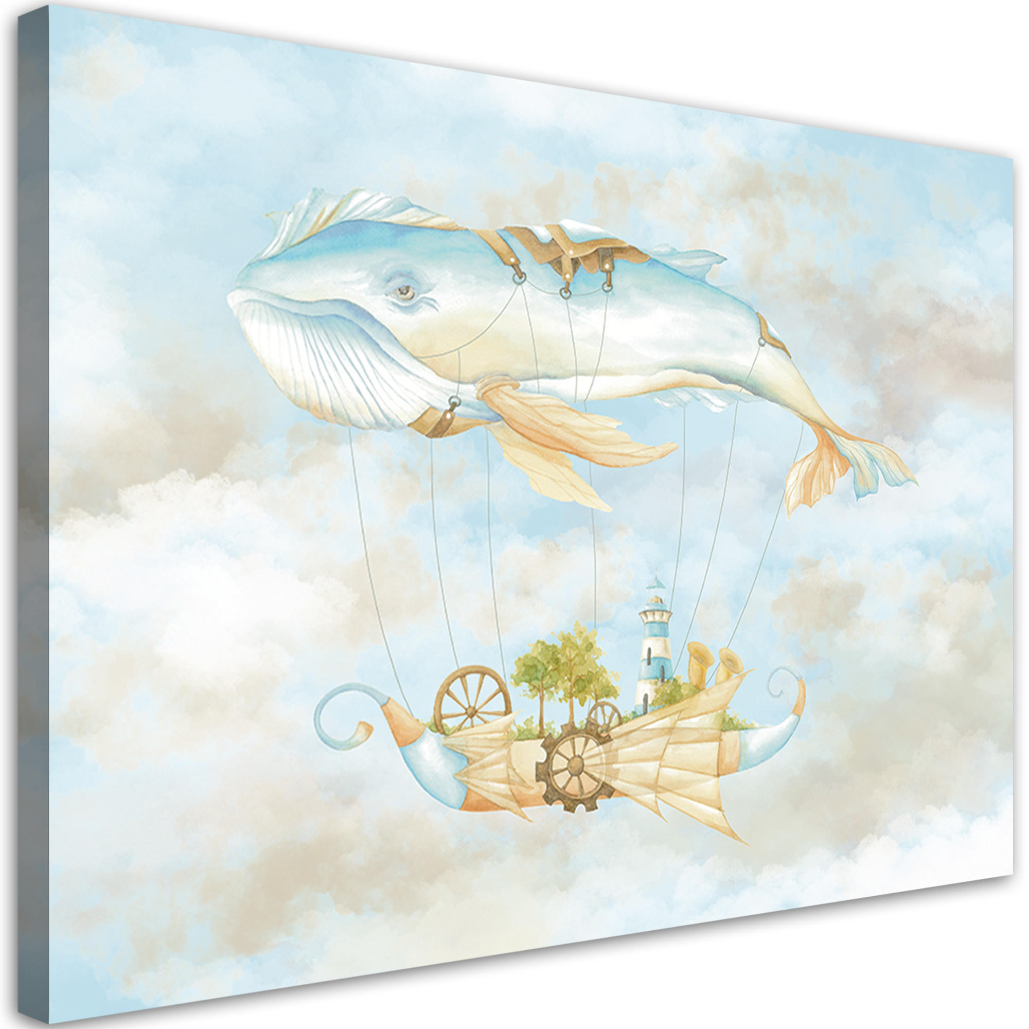 WANDBILD fliegerwal und schiff - Blau, Textil (60/40cm) - Feeby