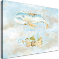 WANDBILD fliegerwal und schiff - Blau, Textil (60/40cm) - Feeby