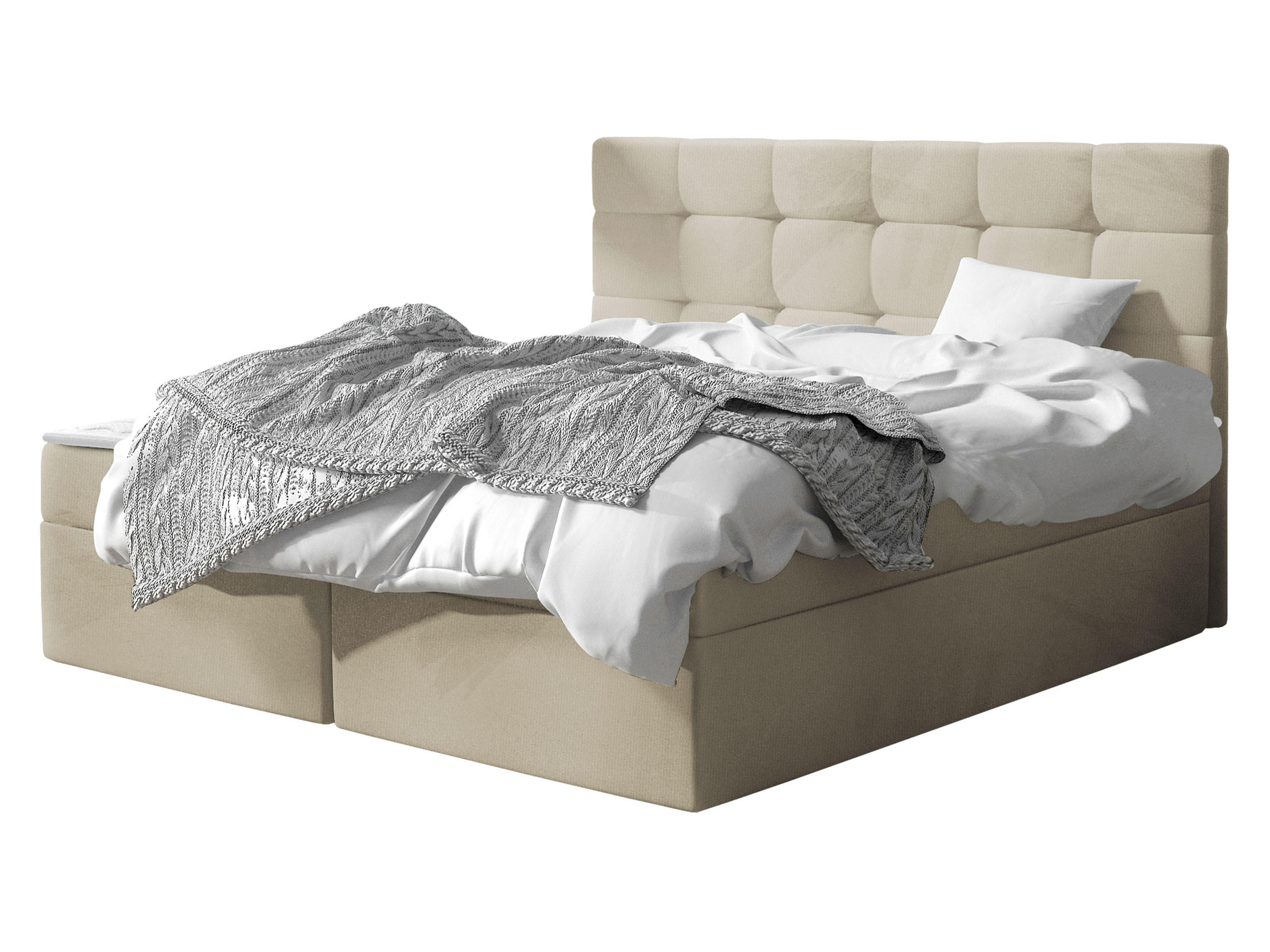 BOXBETT Luanda - H3 - Beige, Holzwerkstoff/Textil (160/200cm) - MIRJAN24