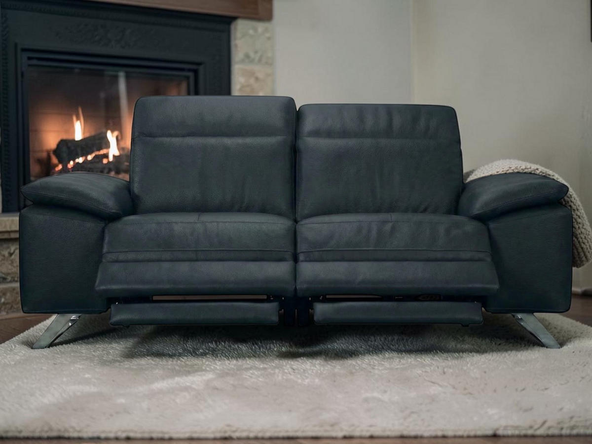 3-SITZER Sofa Genius Echtleder mit 2 x Relaxfunktion Schwarz - Schwarz, Leder/Metall (220/80/104cm)